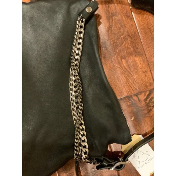 Jimmy Choo Black Quilted Leather Hobo Bag w/ Biker Chain $1475 - Picture 3 of 9